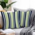 thumbnail image 2 of Outdoor Waterproof Throw Pillow Covers Set of 2 Green Striped Decorative Pillowcases Square Outdoor Pillows Cushion Case 18x18 Inch Navy Blue Vertical Stripes Patio Pillows for Couch Sofa Bed Garden, 2 of 9