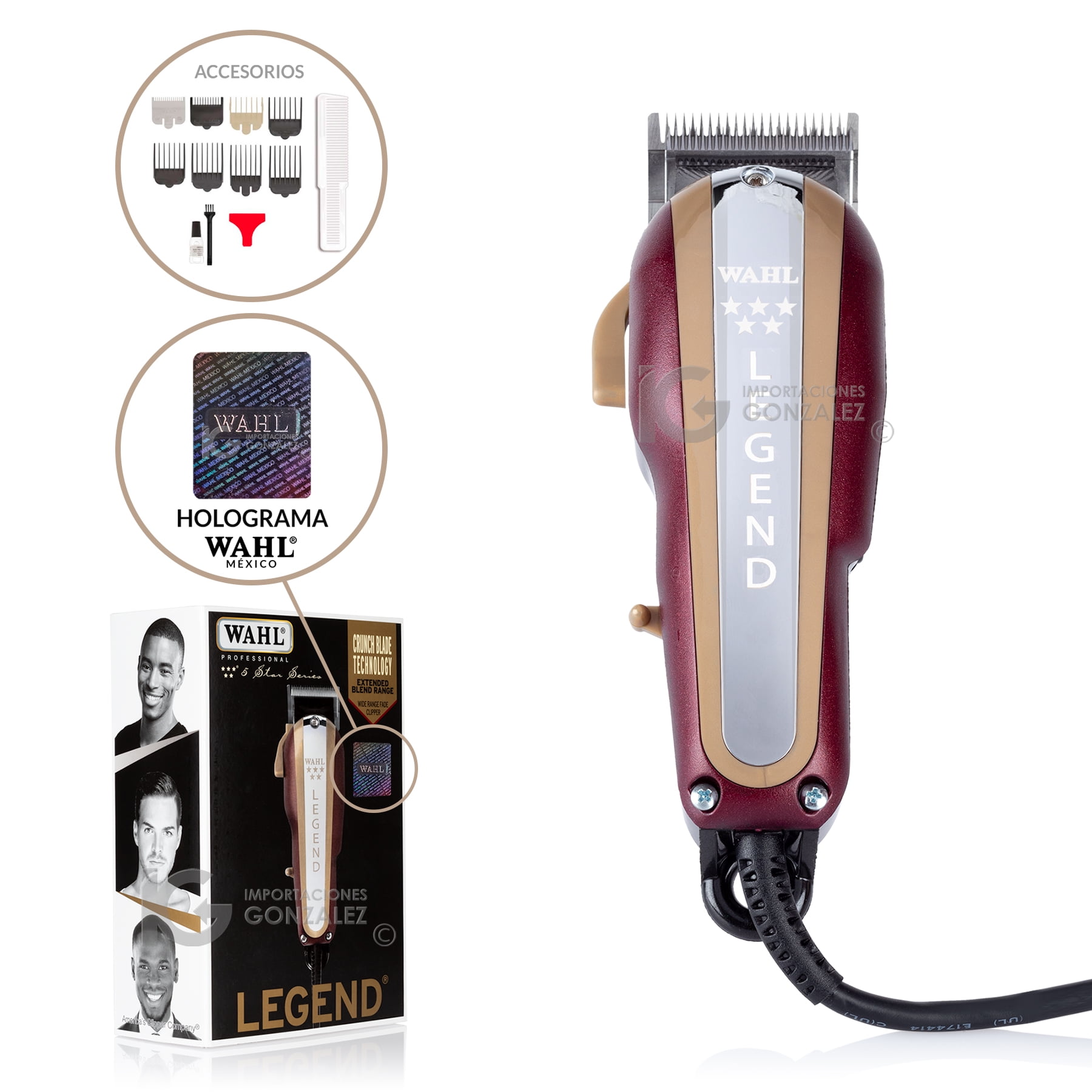 Máquina Para Cortar el Cabello Wahl Profesional Legend V9000 Rojo
