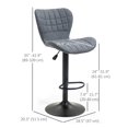 thumbnail image 3 of HOMCOM Tabourets de Bar Ensemble de 2 Chaises de Bar Pivotantes à Hauteur Réglable avec Dossier, 3 of 10