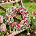 thumbnail image 6 of Spring Front Door Wreath with Artificial Bunny Ear Leaves, Tulips & Roses, Faux Floral Greenery Wreath for Indoor Outdoor Home Decor, Wall Window Porch Farmhouse Easter Decorations, 19*19in, A, 6 of 8