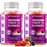 Vitamatic | 2 Pack Prebiotic Fiber Gummies for Adults - 7G Fiber Extra Strength - Zero Sugar Added - 60 Pectin Based Gummies - Digestive Health & Regularity Support