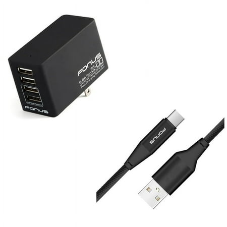 For Moto G Stylus 5G (2023) Home Charger w 6ft USB Cable Combo - 34W 4-Port USB 6.8A Wall Type-C Charger Cord Power Wire for Motorola Moto G Stylus 5G (2023) Phone