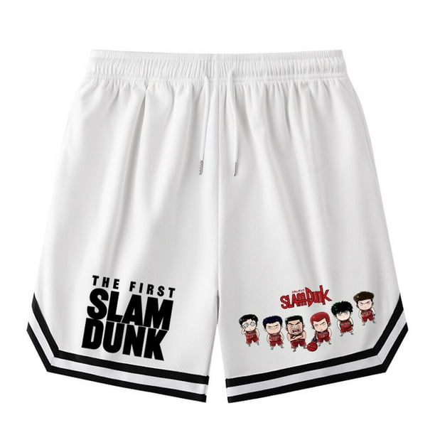 Pantalones cortos de Anime Slam Dunk para hombre, pantalones cortos de baloncesto SHOHOKU Sakuragi Hanamichi, pantalones casuales de verano de gran tamaño, pantalones de cinco puntos para correr