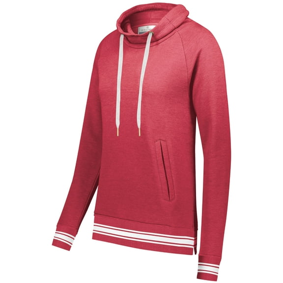 Holloway Sportswear M Womens All-American Funnel Neck Pullover Scarlet Heather/White 229763