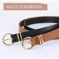 thumbnail image 3 of 2 Pack Women's Leather Belts for Jeans Dresses Fashion Gold Buckle Ladies Belt, 3 of 6
