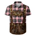 thumbnail image 2 of Oktoberfest Men's Lederhosen Themed Shirt, Plaid Short Sleeve Button Down Blouse Top, 2 of 4
