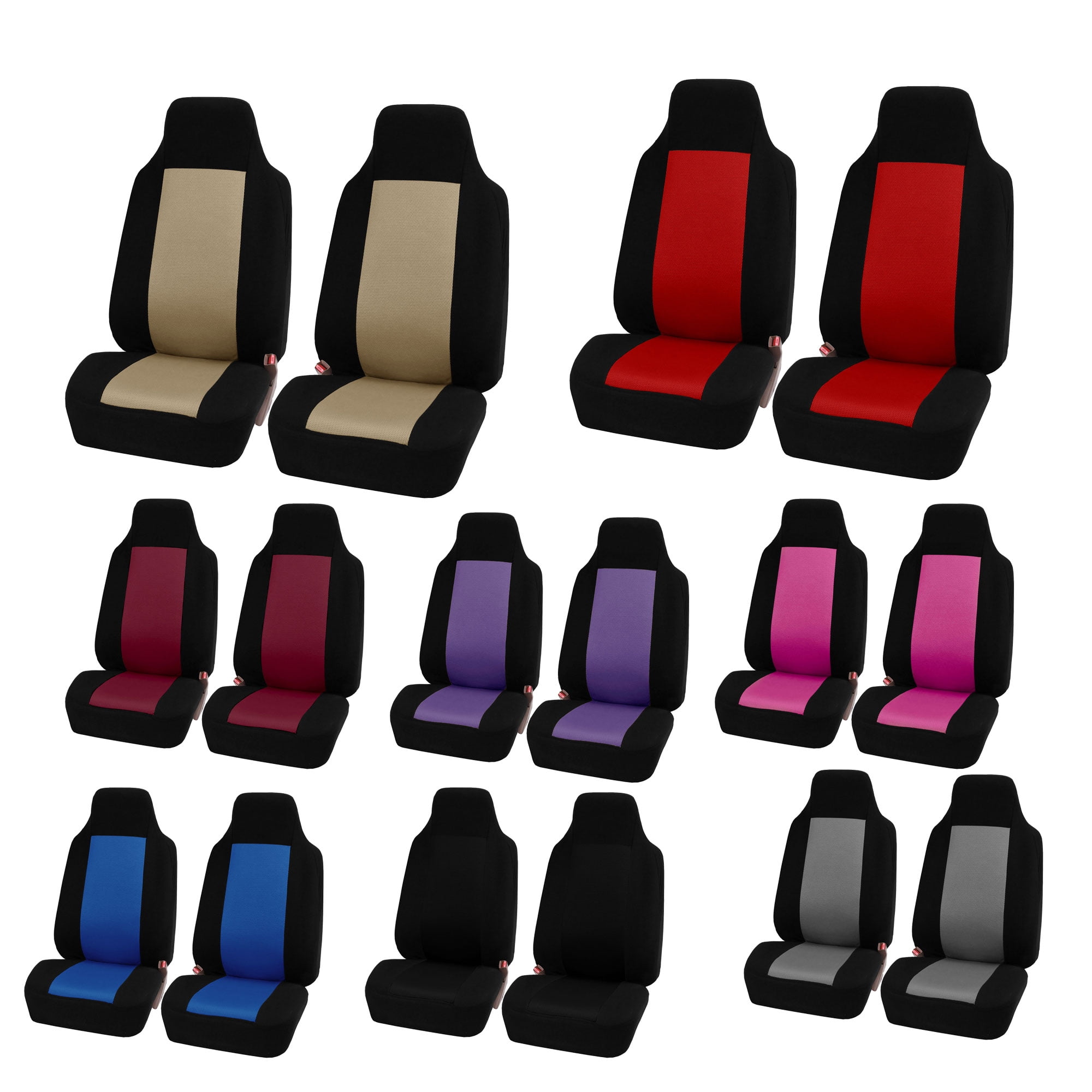 FH Group Classic Cloth Car Seat Cover, Universal Gray Front Set Seat Cover with Air Freshener