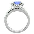 thumbnail image 2 of 10K White Gold Natural Tanzanite Round 6mm 2-Piece Engagement Ring Set Floating Halo Diamond, size 5, 2 of 4