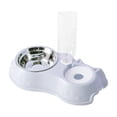 thumbnail image 2 of SHENGXINY Stainless Steel Cat Food Bowl and Water Bowl Set - 2 in 1 Automatic Gravity Water Dispenser, Leakproof Clean Feeder for Small Medium Dogs & Cats White 13.78x6.1x9.84in, 2 of 6