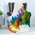 thumbnail image 4 of Colorful Soft Flannel Fleece Throw Blanket, Composition of Artwork of Rainbow Ink Mixing Irregular Shapes Flowing in Air, Cozy Plush for Indoor and Outdoor Use, 50" x 60", Multicolor, by Ambesonne, 4 of 5