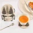 thumbnail image 3 of Yayeee 6 PCS Drink Coasters with Holder Set Woven Absorbent Round Tabletop Hot Pad, Hand Drawn Christmas Stars, 3 of 7
