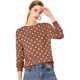 thumbnail image 1 of Jersey de punto Allegra K de Lunares de Manga Larga con cuello redondo Elástico de Invierno otoño para Mujer Rojo ladrillo S, 1 of 6