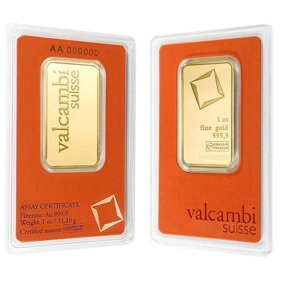 1 oz Gold Bar Valcambi Suisse .9999 Fine (in Assay)