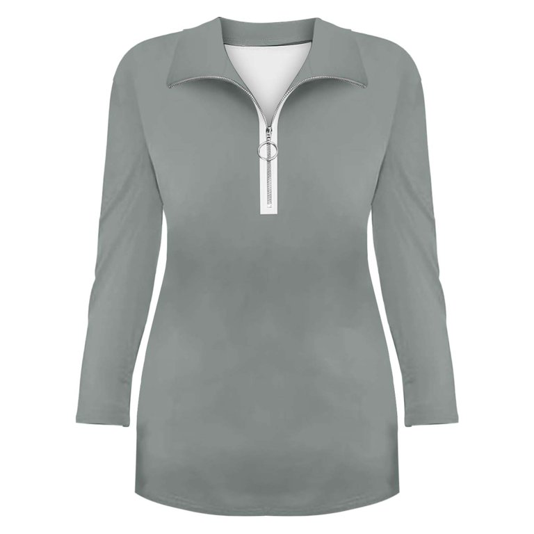 Yigetop Quarter Zip Pullover Women Women's V Neck 3/4 Sleeve Tops
