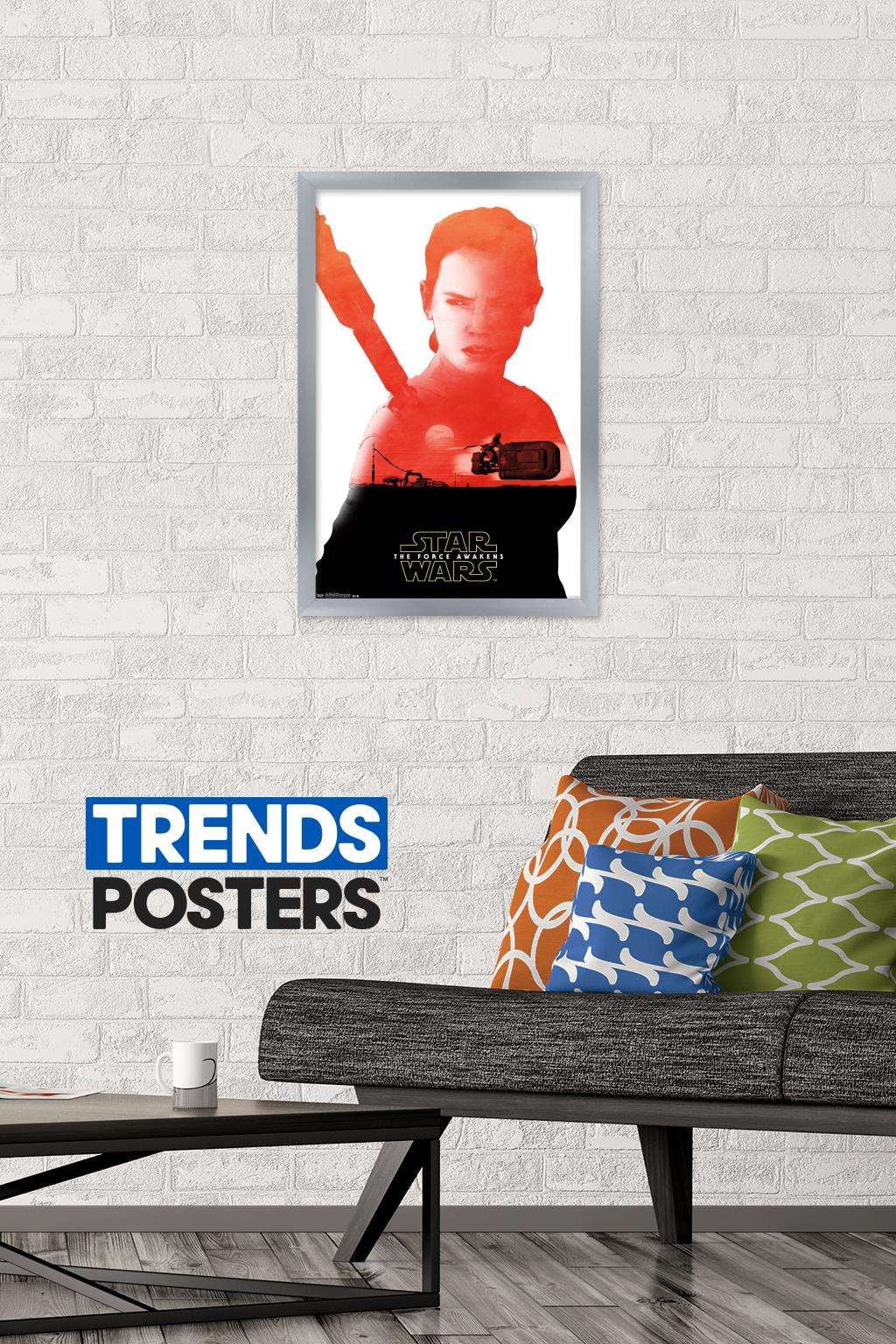 Star Wars: The Force Awakens - Rey Badge Wall Poster, 14.725" x 22.375", Framed