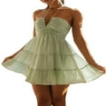 thumbnail image 1 of Halter Cou Fluide à Plusieurs Niveaux Robe pour Mini-Robe d'Été des Femmes, 1 of 9