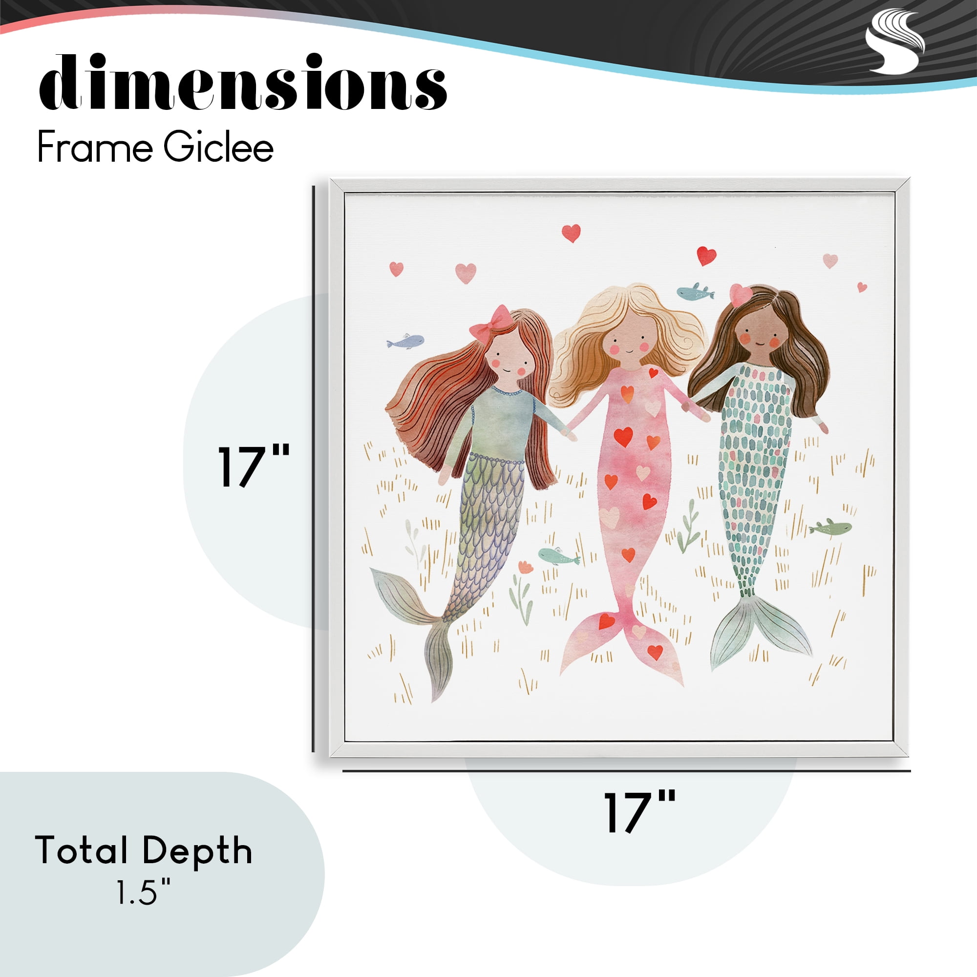 Trio of Mermaids Friendship White Framed Giclee Art, design by Leah Straatsma