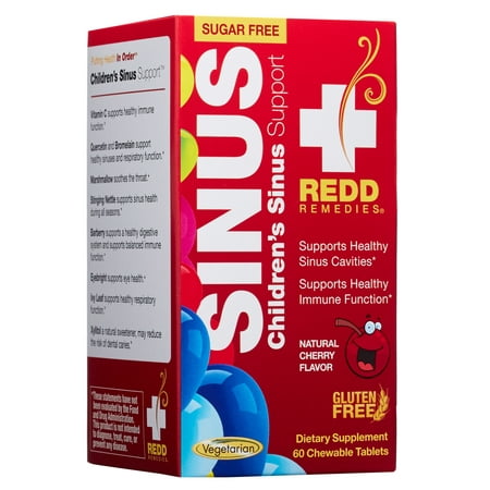 Redd Remedies Children's Sinus Support - Chewable Tablets - Lowers Chance For Sinus Headache - Promotes Healthy Sinuses - Supports Healthy Immune Function - Stimulant Free - 60 Chewable