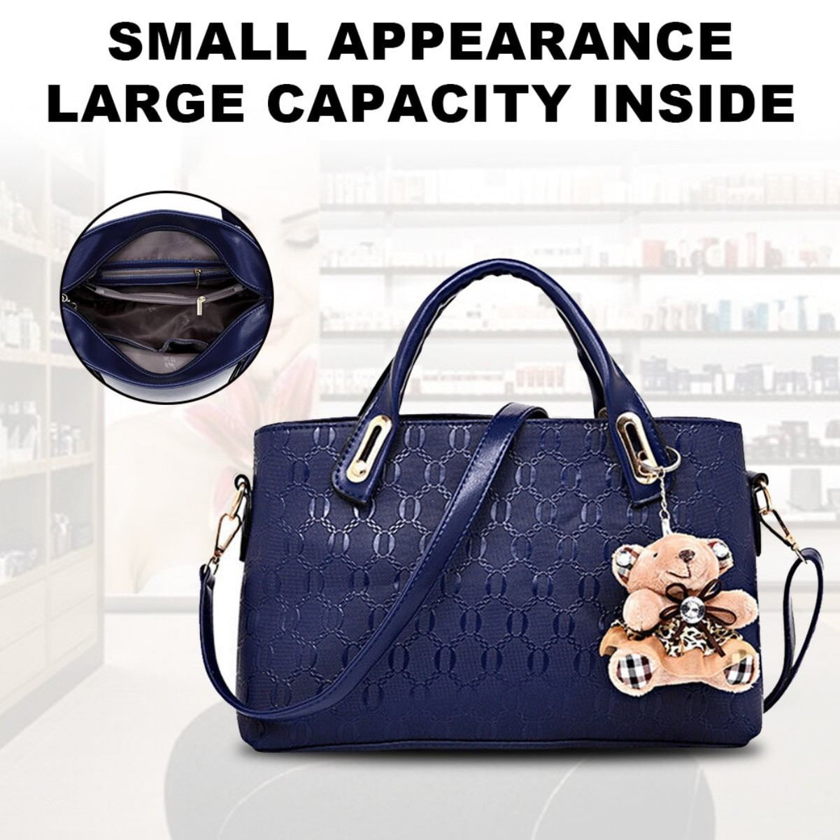 ‌4-Piece Women's Handbag Set - Leather Messenger, Tote & Purse (Rose Red)‌