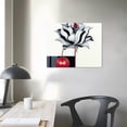 thumbnail image 3 of Nawypu  3 Pieces Abstract Red Flower Canvas Wall Art Still Life Canvas Painting Prints Flower on Black and White Vases Picture for Bathroom Hallway Decor Stretched, 3 of 4