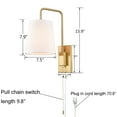 thumbnail image 6 of Gold Fabric Shade Wall Sconce Bedroom Plug-in Wall Lamp Set of 2, 6 of 6