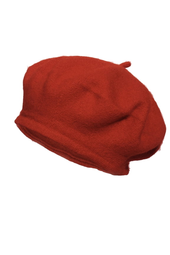 Women's French Beret Hat Solid Color Classic Traditional Artist Cap Brick Red One Size