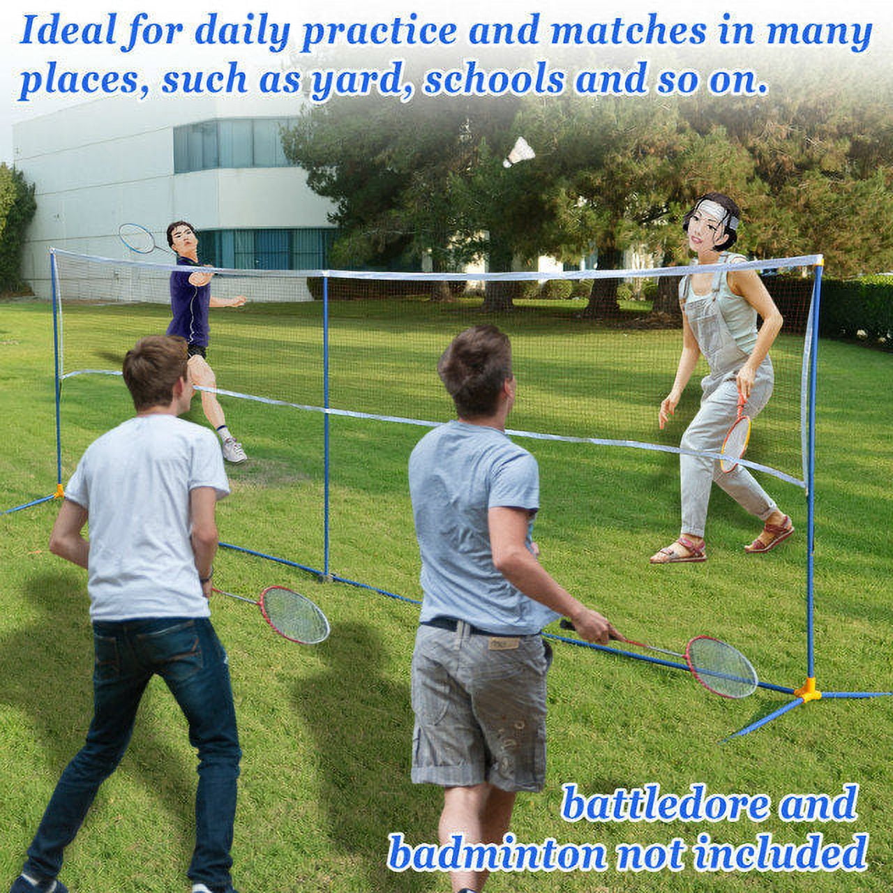 SUNRISEUMBRELLA Portable Badminton Net Volleyball Tennis Net w Stand for Family Sport (16.7' x 2.5')