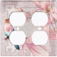thumbnail image 3 of Metal Light Switch Plate Cover Elegant Floral Hummingbird Frame Tile Pink FLW108, 3 of 13