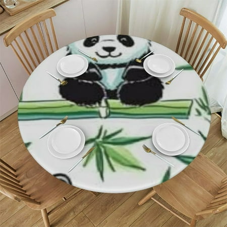

Sheronv Panda Bear Bamboo Leaves Cute Round Tablecloth 100% Polyester Outdoor Picnic Camping Indoor Kitchen Dining Party Table Cover 46 -50