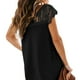 thumbnail image 2 of Camiseta de mujer Encaje Cuello en V Sin mangas Casual Loose Girl Summer Top, Negro, L Vogacara AP001333-03, 2 of 7
