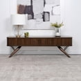 thumbnail image 3 of Valna Rectangular 71" TV Stand with Sliding Doors Walnut, 3 of 5