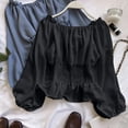 thumbnail image 2 of WTXUE Womens Renaissance Blouse Peasant Off Shoulder Tops Pirate Long Sleeve Blouse Medieval Renaissance Costume Medieval Shirts Loose Fitting Tops Loose Tops Casual Shirts Black S, 2 of 4