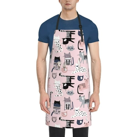 

Vsdgher Cat Waterproof Apron with 2 Pockets Kitchen Chef Aprons Bibs for Grooming Cooking Baking Painting Gardening