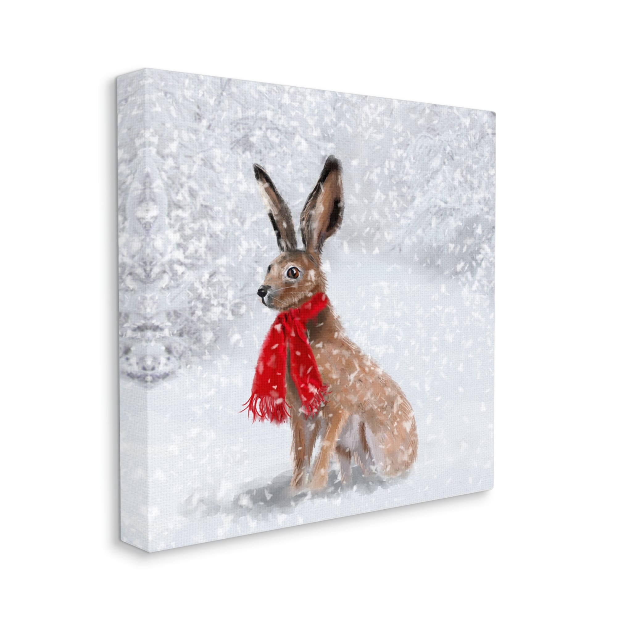 Stupell Industries Winter Rabbit Scarf Landscape Holiday Painting Gallery Wrapped Canvas Print Wall Art