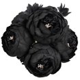 thumbnail image 1 of Ramo de flores artificiales con forma de peonía de seda, color negro (1 unidad), 1 of 4