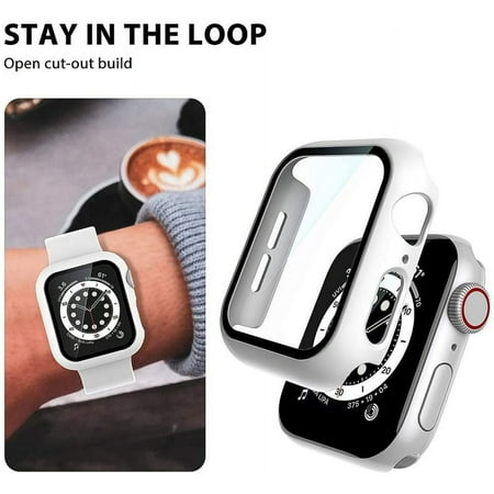 Watch Protector Series 3/2/1 for 38mm with Built-in Tempered Glass Screen Protector (All Watch Series), Guard Bumper Full Coverage Compatible with Apple Watch Series 3/2/1, White