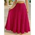 thumbnail image 2 of Moomaya Womens Solid Cotton Maxi Skirt with Pockets | Tiered 40-Inch Long Skirt | Elastic Waist Resort Wear | Summer Outfit, 2 of 7