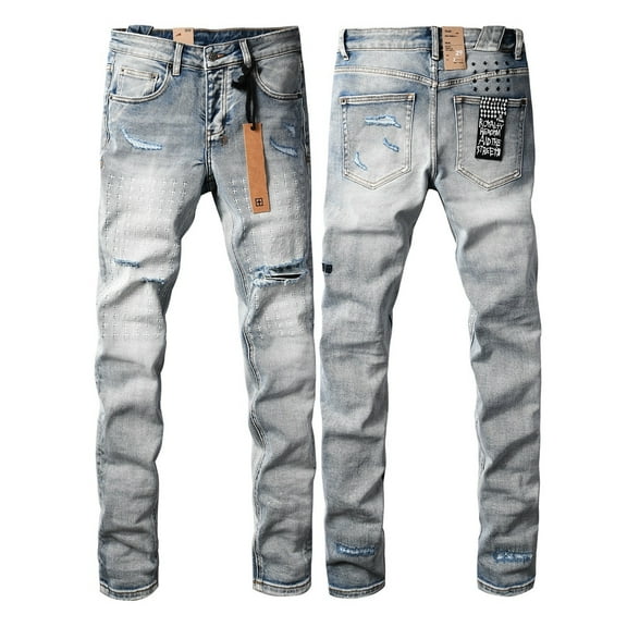 2025 Ksubis Jeans brand Jeans  Men's Jeans Casual Comfort Holes Fashionable Straight Skinny  Jeans, Ripped Stretch Jeans Denim Pants Menswear 3047 28-40
