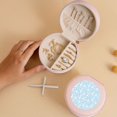thumbnail image 5 of Fuzoiu Rabbit And Bird Print Portable Jewelry Box,Round Mini Leather Travel Jewelry Case,Small Travel Jewelry Organizer,Jewelry Holder for Ring Necklace Earring for Women Girls-Pink, 5 of 7