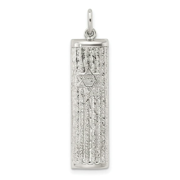 Sterling Silver Mezuzah Pendant Necklace with Star of David and Hebrew Letters, Textured Jewish Amulet for Men or Women, Spiritual Religious Jewelry Symbolizing Faith and Protection