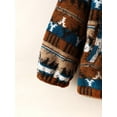 thumbnail image 6 of Boys' Aztec-Inspired Fleece Jacket with Stand Collar - Warm, Zip-Up Coat for Fall/Winter, 6 of 8