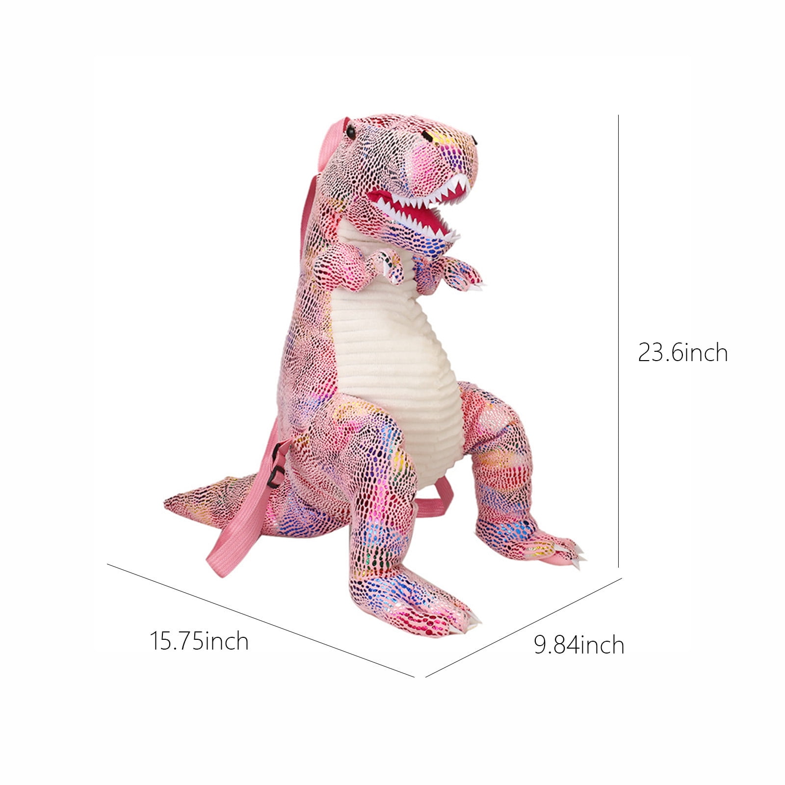 Pink Dinosaur Plush Toy Bag For Kids Weighted Stuffed Animal Backpack Soft Cotton Decoration 60Cm