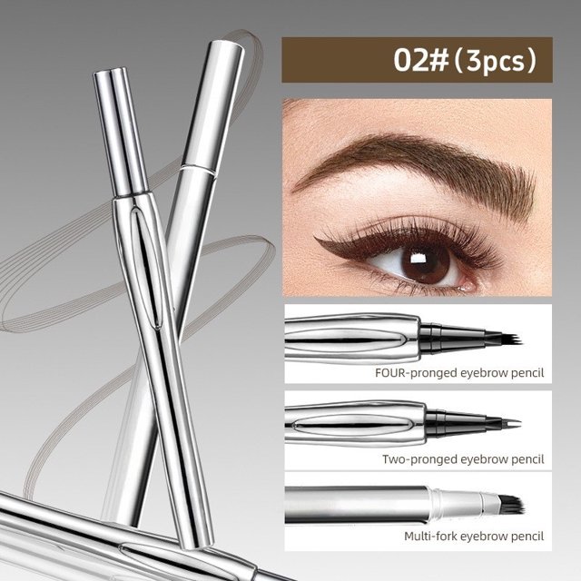 Lápiz de cejas fino de doble punta, resistente al agua y al sudor, de larga duración, modelado natural y tridimensional, sin decoloración.