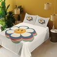 thumbnail image 2 of Ambesonne Emoji Fitted & Top Sheet Set with Shams, Funky Daisy Look Floral Faces, Pale Tan Earth Yellow, 2 of 5