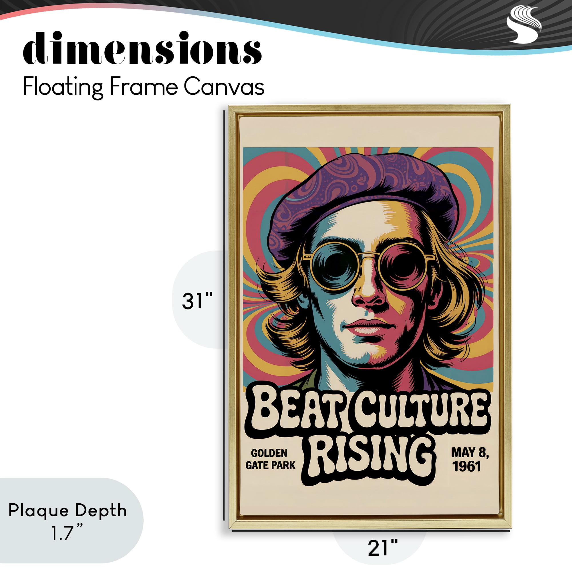 Stupell Industries Beat Culture Rising Poster Gold Framed Floater Canvas Wall Art, design by Andreas Magnusson