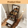 thumbnail image 4 of WARMMUSE 3 in 1 Vanity Desk, Modern Small Makeup Vanity Set with Flip Top Mirror, 3 Drawers, Stool and Glass Desktop for Bedroom, 18.9" W, Walnut, 4 of 9