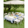 thumbnail image 4 of Outdoor Tablecloth with Umbrella Hole for Patio/Picnic/Party/Camping, Summer Lemons Waterproof Table Cloth Rectangle Table Cover Washable, Farmhouse Fruit Blue Geometric Watercolor (52"x 70"), 4 of 9