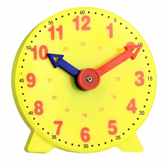 BESTSKY Happy Date Clock—Teaching Kids to Tell Time Color Coded Hour and Minute Hands Toy Clock with Metal Stand Classroom Or Homeschool