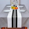 thumbnail image 3 of Black White Strips Table Runner Home Wedding Decor Table Flag Mat Table Centerpieces Decoration Party Dining Long Tablecloth, 3 of 6