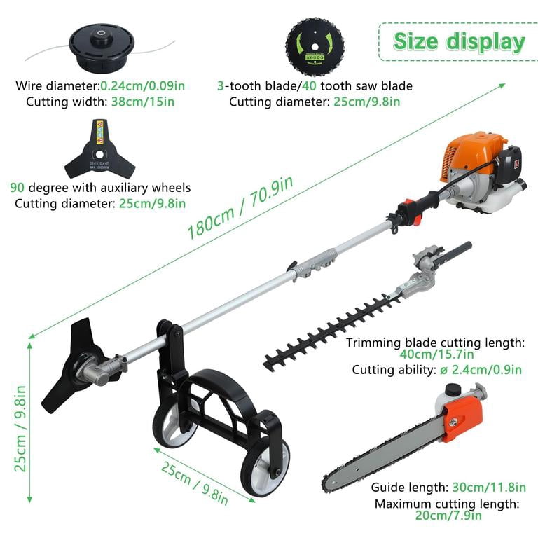 Mohsoe Heavy Duty 8-in-1 Gas Weed Eater 52CC 2-Cycle Multi Tool Brush Cutter Hedge Cutter Pole Saw Edger For Yard Care Orange